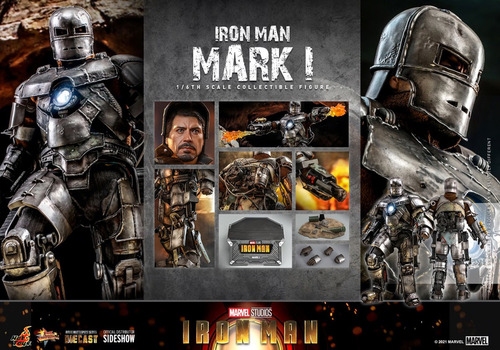 Iron Man Mark I Die Cast Hot Toys 1/6 Mms 605 D40 (Usado)