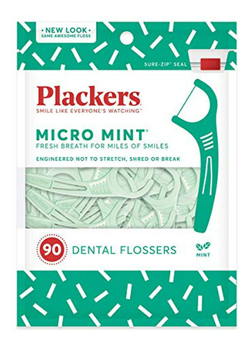 Plackers Micro Mint: Hilo Dental Refrescante 90 Uds (pack De