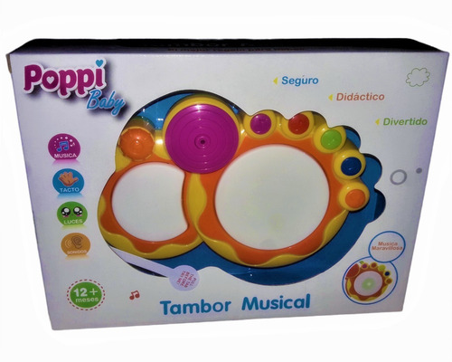Imagen 1 de 4 de Tambor Musical Interactivo Música Luces Infantil Poppi Baby