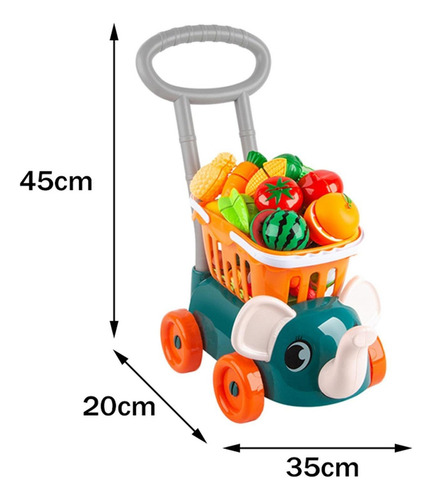Carrito De Supermercado Para Niños Jugar 34 Piezas Verde