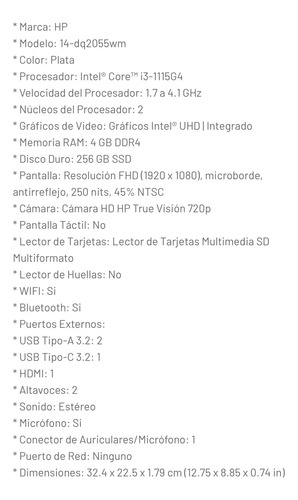 Notebook Hp 14-dq2507la Intel Core I3 4gb Ram 256gb Ssd Hd (Usado)