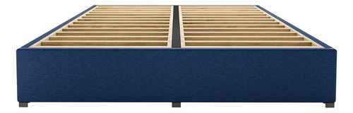 Base Cama Box Madera Tapiz King Size Lino Azul.