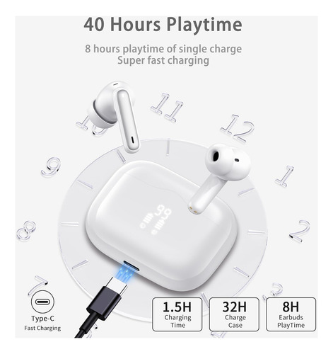 Wireless Earbud, Bluetooth 5.3 Headphones Deep Bass With 4 H