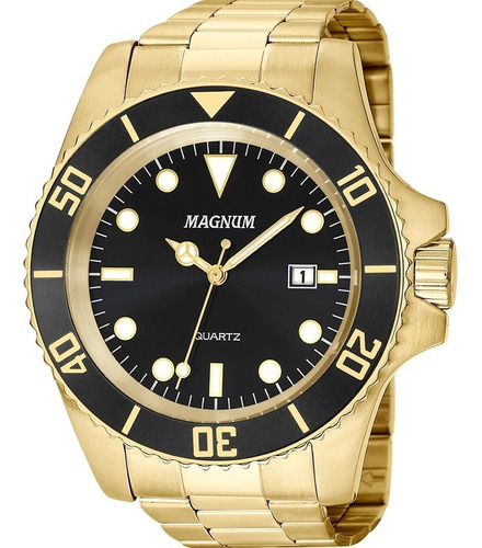 Relógio Masculino Magnum Dourado Aço Prova D´agua Original