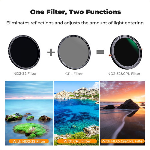 Filtro Nd 2-32 Y Polarizador Cpl 2 En 1 Kf