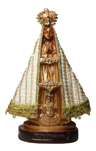 Estatueta Nossa Senhora Aparecida Com Pérolas E Strass 21cm