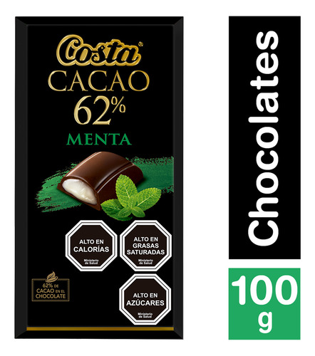 Costa Chocolate Cacao 62% Menta 100 Gr