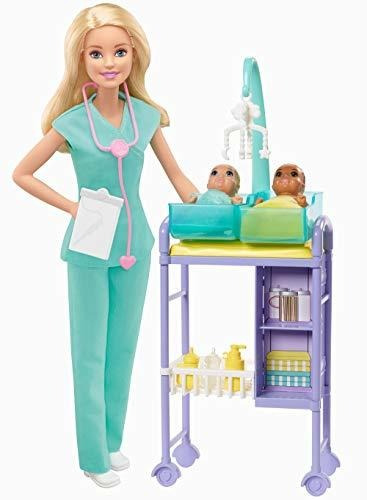 Barbie Baby Doctor Juego Con Muñeca Rubia, 2 Muñecas Infan