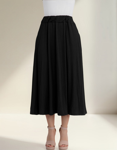 Falda Barcelona Linea A Talle Alto Con Bolsas Amplia Larga