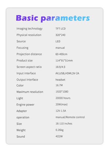Imagen 7 de 9 de Proyector Portátil 1080p Hd Led Mini Proyector