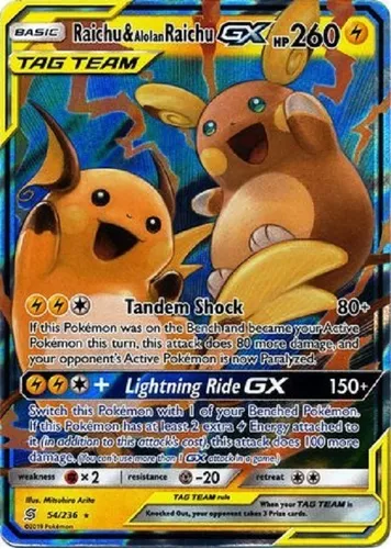 Pokémon Pikachu Raichu Raichu De Alola Com Lote 100 Cartas