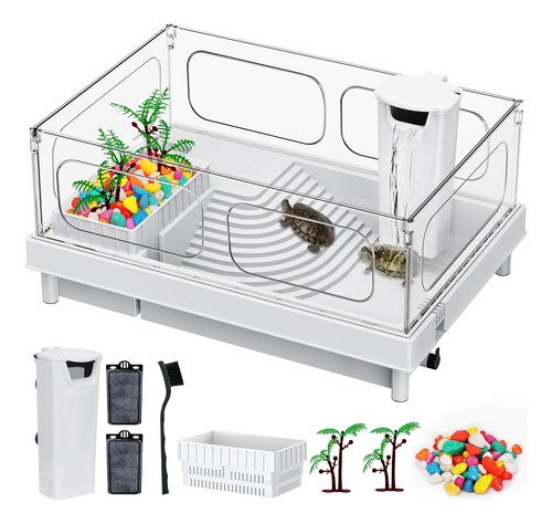 Turtle Tank, Small Turtle Tank Kit, Turtle Aquarium With Fil