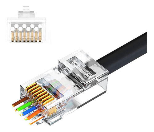 Conector Plug Rj45 De Paso Cat 6/cat7  100 Pzs