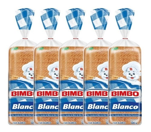 Pan Blanco Bimbo 680g (5 Panes)