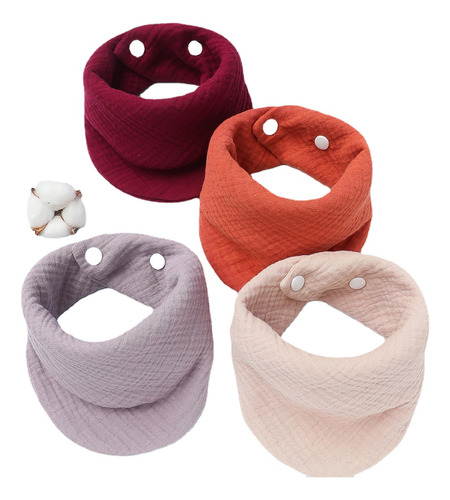 Kit 4 Peças Babador Bandana Quatro Camadas Menino Menina Cor3