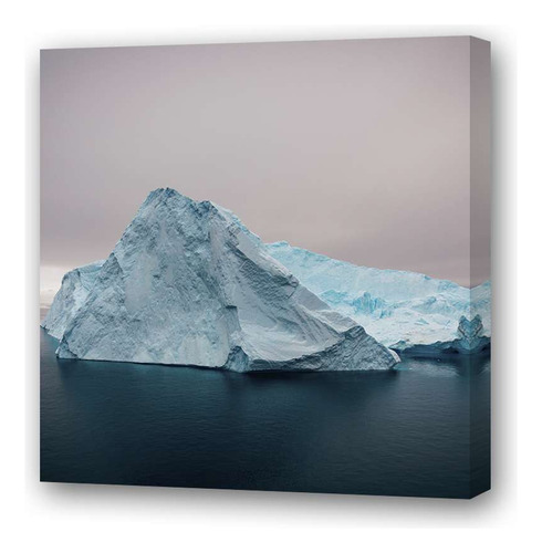 Cuadro 20x20cm Iceberg Bote Mar Helado Hielo Blanco N3
