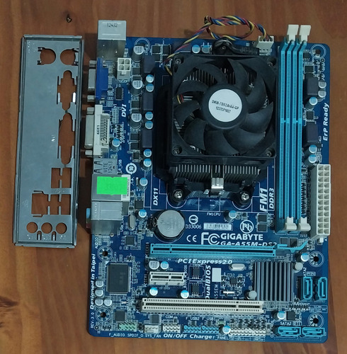Motherboard Fm1 Gigabyte Ga-a55m-ds2 + A4-3300 Radeon 6410d (Usado)