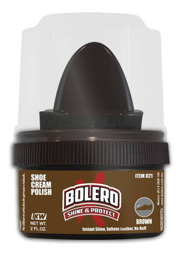 Crema Para Calzado Bolero Lustradora Autobrillante Café 60ml