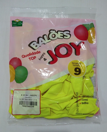 25 Balão Bexiga Joy N°9 - Cores Neon (ler Descrição) Cor Amarelo