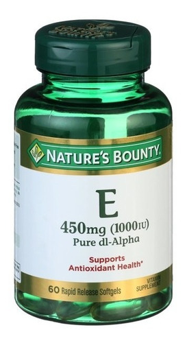 Imagen 4 de 7 de Natures Bounty Vitamina E 450 Mg (1000 Iu) 60 Softgels