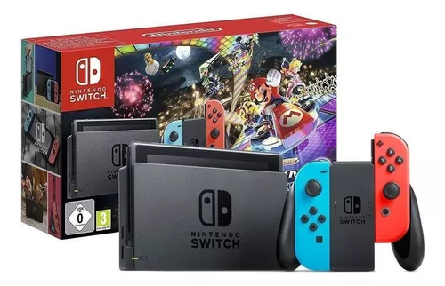 Console Nintendo Switch Azul e Vermelho + Joy-Con Neon + Mario Kart 8  Deluxe + 3 Meses de Assinatura Nintendo Switch Online