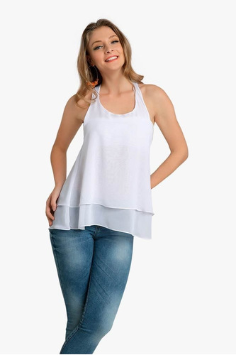 Blusa Aditivo Blanca S/mangas Espalda Torre Eiffel T3d03448