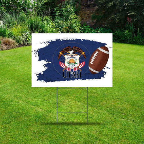 Football Theme Utah Lawn Sign 12x18 Inch Favors Sport Player
