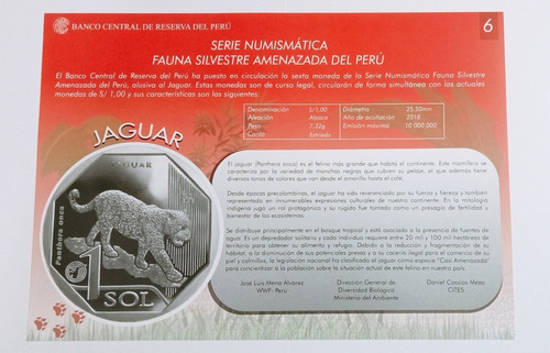 Lamina Original Del Jaguar De Fauna Silvestre Del Perú L6