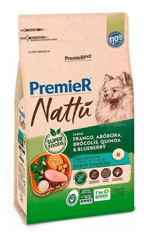 Ração Nattu P/cães Raças Pequenas Abóbora 2,5kg Premier