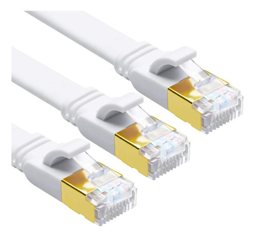 Cable Ethernet Cat 8, Paquete De 3 Cables Cat8 Planos De 6 P