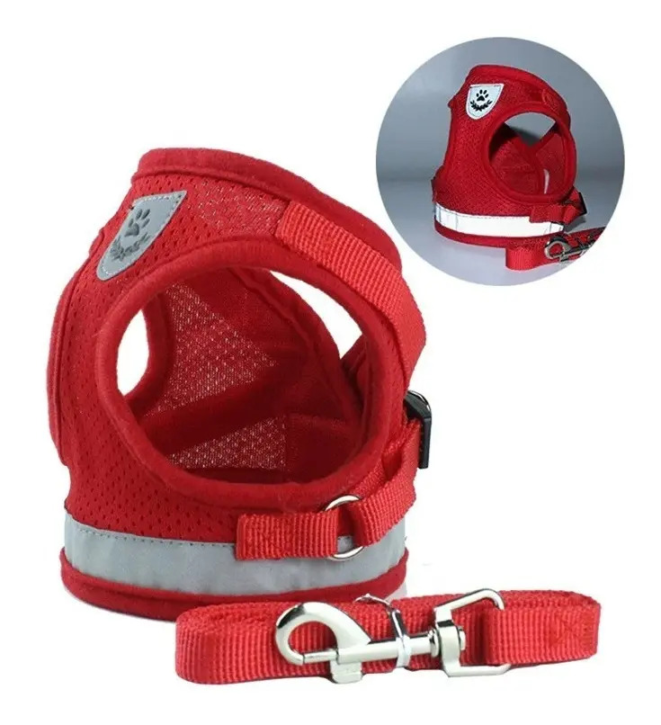 Coleira Peitoral Para Cachorro Pet Colete Refletivo + Guia Cor Azul Reflexível Tamanho da coleira M