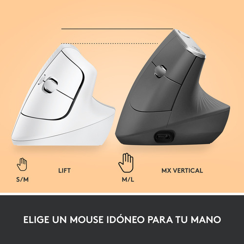 Mouse Logitech Lift Inalámbrico Ergonómico Sensor Óptico Bla