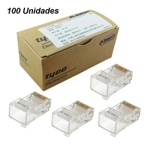 100 Conectores  Plus Red Internet Tyoo Electronics Rj45  