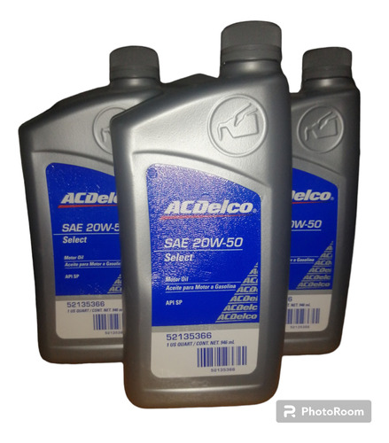Aceite Para Motor A Gasolina Acdelco 20w-50 Mineral