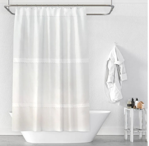 Imagen 5 de 10 de Cortina De Baño Artesanal 2 Metros, Gancho Y Protector