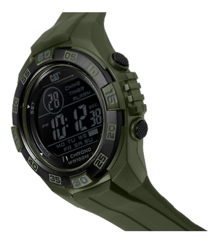 Imagen 2 de 3 de Reloj Caterpillar Hombre Digimax Digital Sumergible Chrono Color De La Malla Verde/verde/negro
