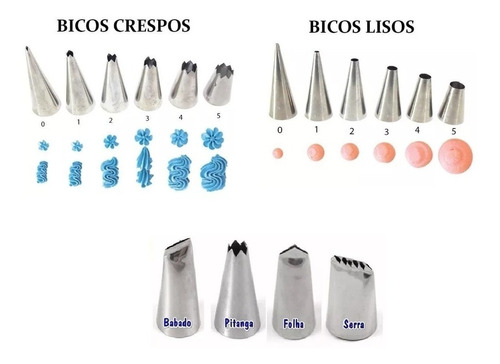 Bicos P/confeitar Bolo Cupcake 16 Pçs Inox Promoção