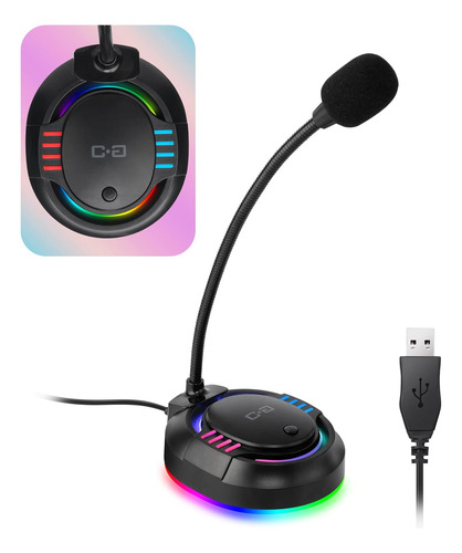 Micrófono Usb Rgb Silencioso Para Pc Y Ps