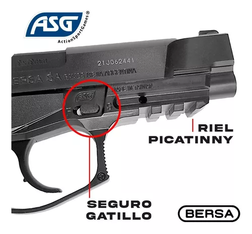 Pistola Co2 Asg Bersa Thunder Pro 10 Garrafas Balines Acero