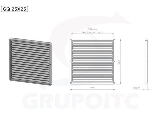 Kit 6 Grades Ventilação Quadrada Itc 25x25cm Com Tela Gq2525