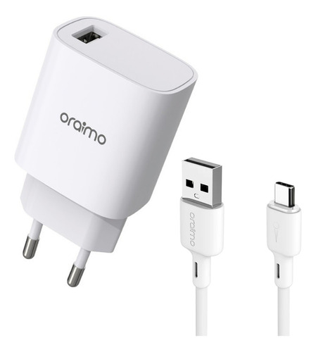 Cargador De Pared + Cable Usb - Usb C Oraimo Eu 2a 18w Color Blanco