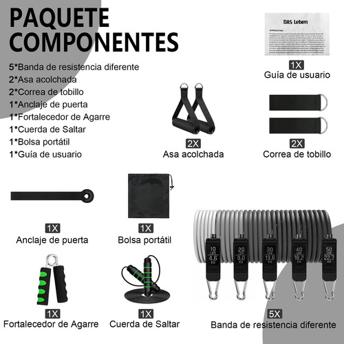 Ligas De Resistencia 13 Pcs Para Ejercicio En Casa O Gimnasi
