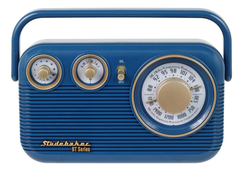 Studebaker Sb2003bt Radio Am/fm Portátil Retro Bluetooth Con Funcionamiento Con Ca O Batería (azul)