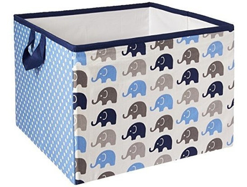 Bacati Elephants Storage Tote Basket Bluegrey Large