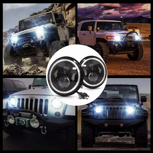 Faros Led H4 Redondo Ojos De Ángel 4 Modos Para Jeep