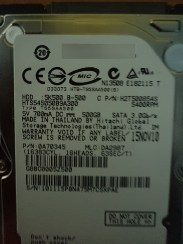 Disco Duro 500gb Acer One D270 Con Programas Con Envio (Usado)