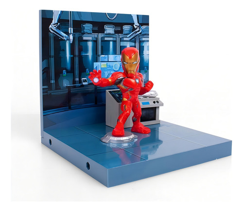 Figura Marvel Avengers Iron Man Con Escenario Superama