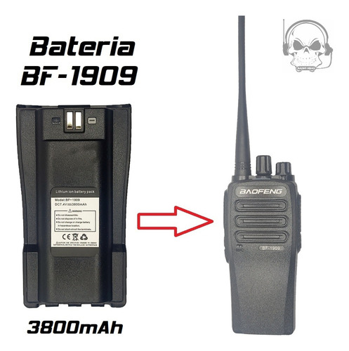 Bateria Para Rádio Comunicador Baofeng Bf-1909 + Clipe