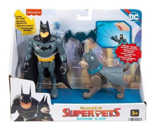 Boneco Dc Liga Dos Superpets Batman & Ace Fisher-price