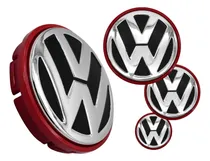 Comprar 4 Tapón Centro Rin Vw Jetta Vento Bora 56mm Cromo Filo Rojo